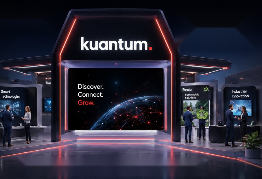 Kuantum virtual exhibition hall with booths and visitors networking